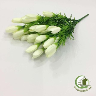 Bụi hoa tulip nhí màu trắng - hoa giả cao cấp