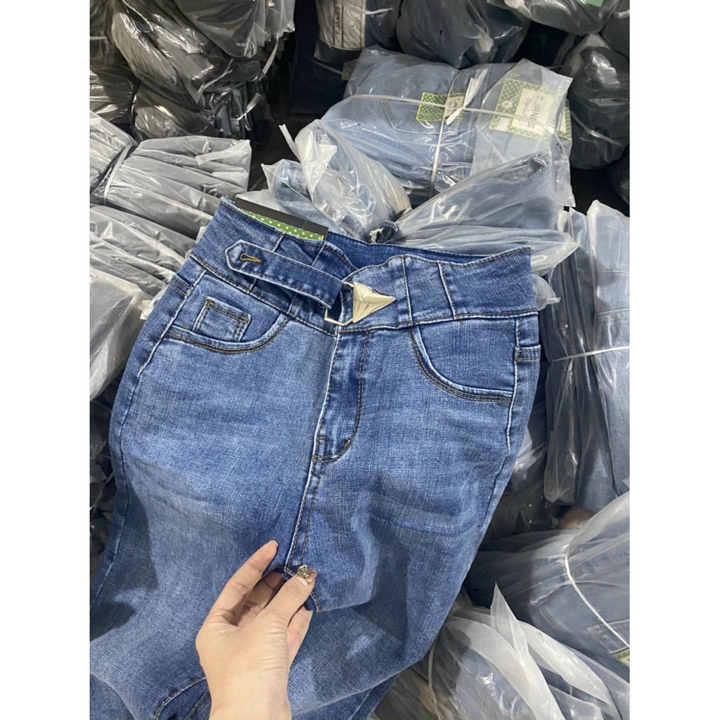 quần jean nữ lưng cao đai lệch hót trend | BigBuy360 - bigbuy360.vn