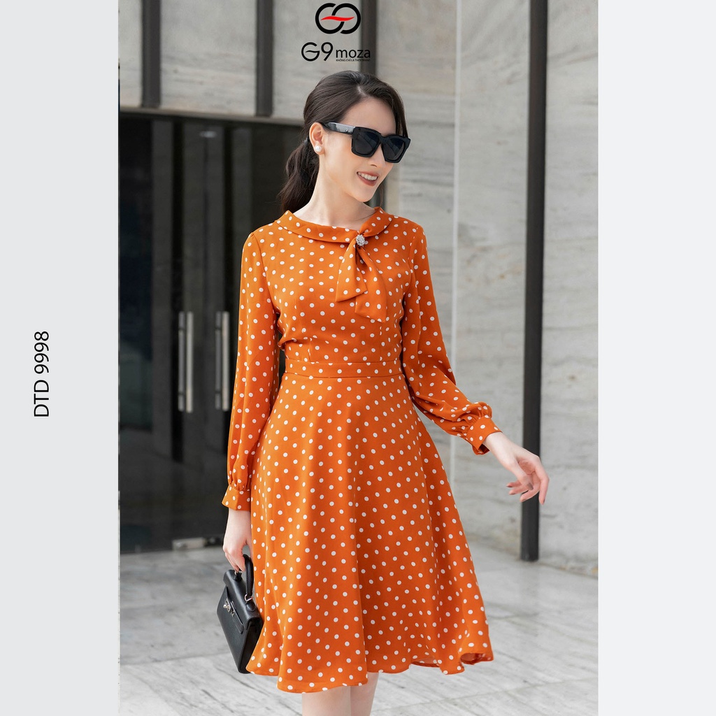 Đầm xòe G9moza 9998 với chất liệu Lụa nhật tạo nên phong cách Công sở, dạo phố Trẻ trung, nữ tính
