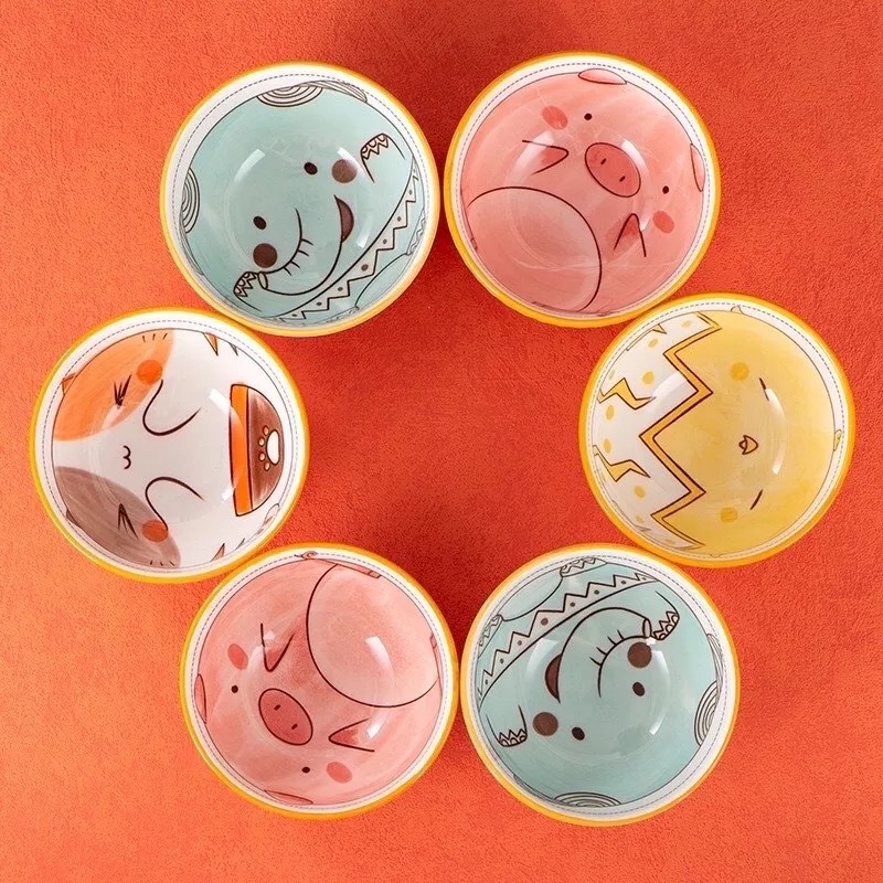 Bộ 6 Bát Ăn Cơm Đẹp Dễ Thương Cute Gốm Sứ Cao Cấp, Chén Ăn Cơm Cho Bé Và Gia Đình