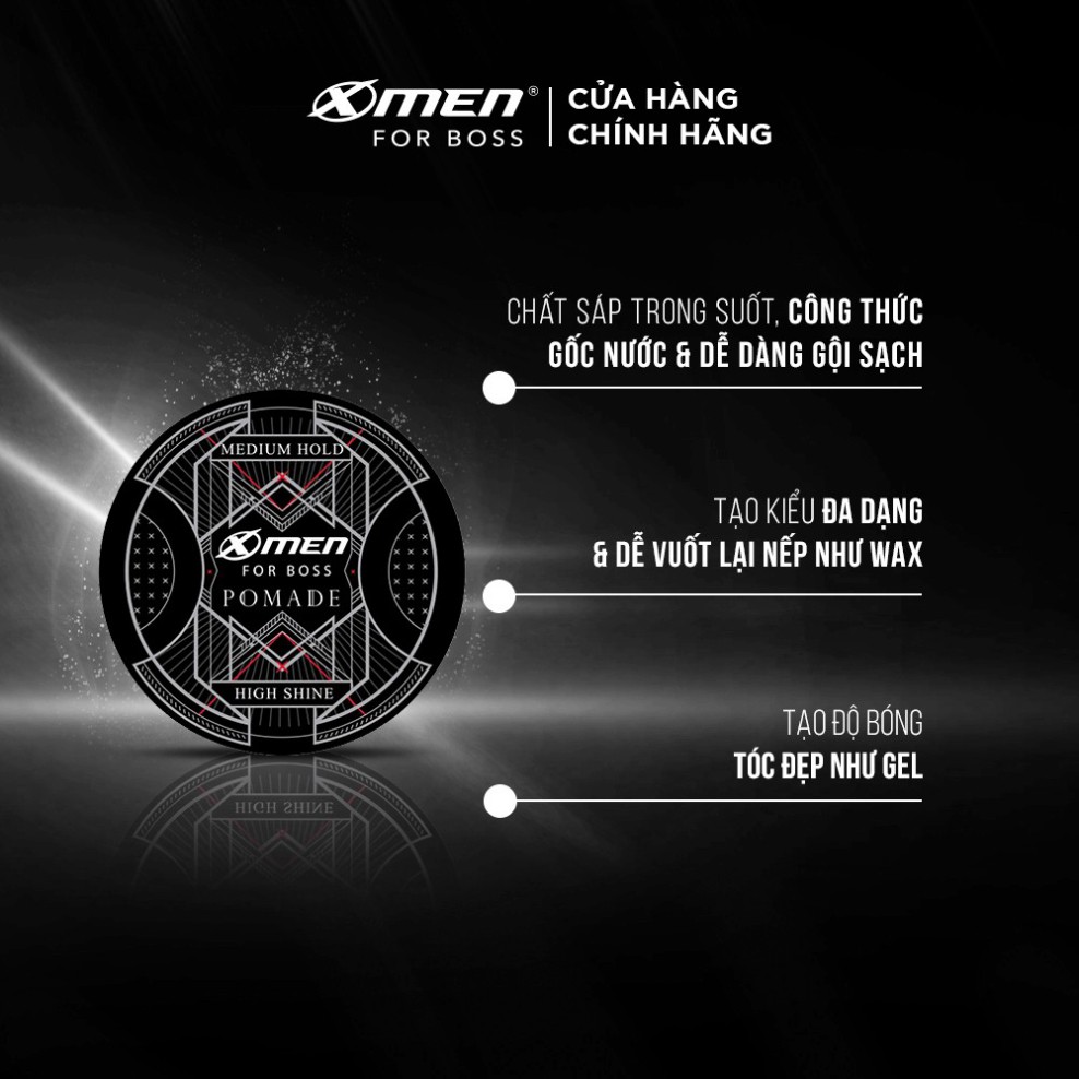 Pomade tạo kiểu tóc X-Men For Boss Medium Hold - Vuốt ngược sành điệu 60g - NPP AN NHIÊN TV