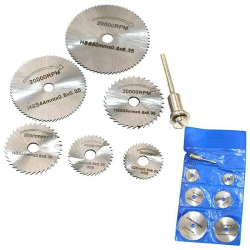 Bộ Công Cụ 7 Món Gồm Lưỡi Cưa Tròn Và Trục Nối size 22 /25 /32 /35 /44/50mm Gắn Máy Cầm Tay