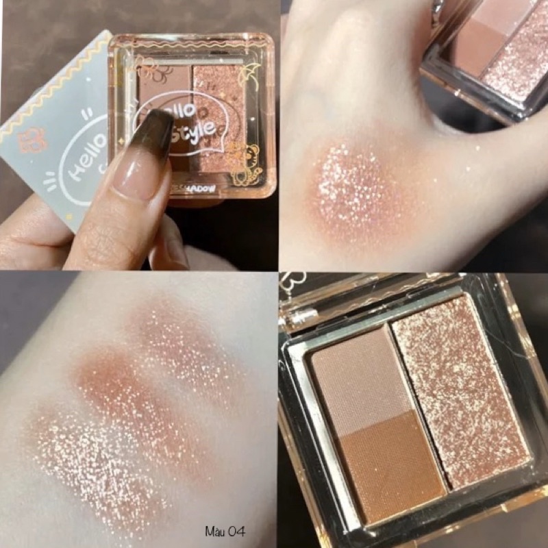 Bảng Phấn Mắt HELLO STYLE Ba Màu Nhũ Và Lì