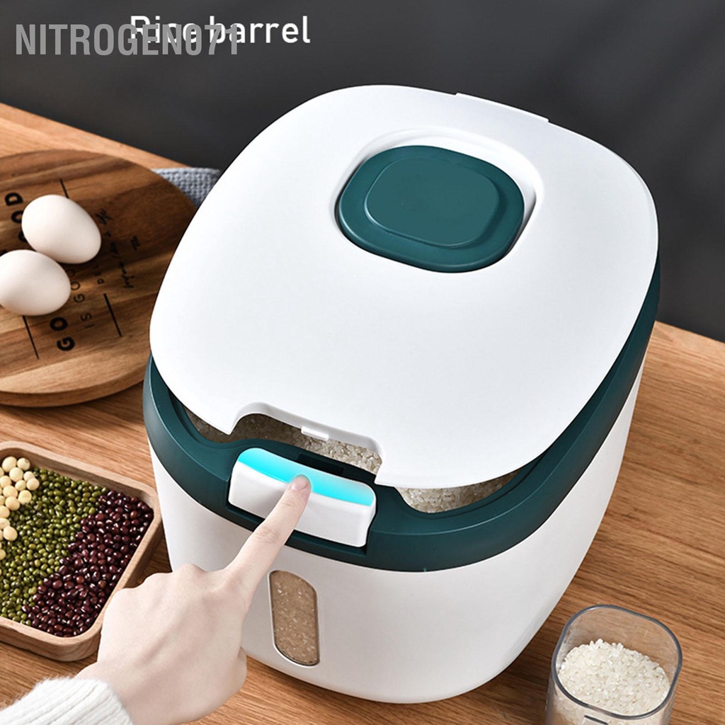 Hộp đựng gạo Nitrogen071 bằng nhựa niêm phong tốt và chịu lực chắc chắn cao cấp cho 5/10kg