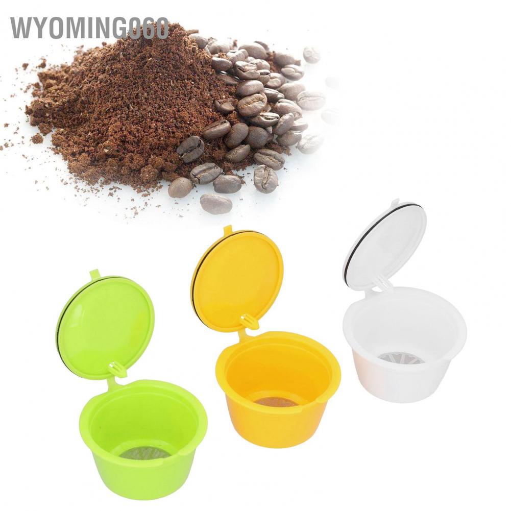 Wyoming060 3PCS Colorful Rusable Coffee Filters Capsule Cup with Brush Spoon Cafe Acc