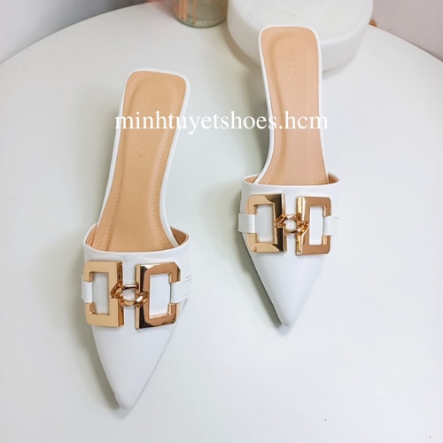 giày cao gót minhtuyetshoes sục mũi nhọn đế 3cm khóa kim loại mẫu mới bền đẹp sang chảnh đi tiệc
