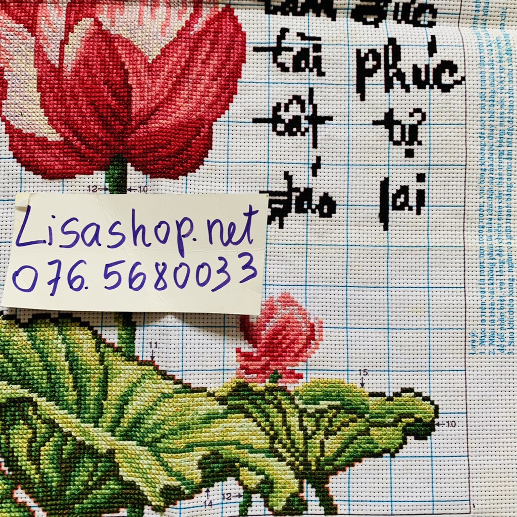 Tranh thêu chữ thập TÂM đã thành phẩm 63x42cm đã thêu rùi