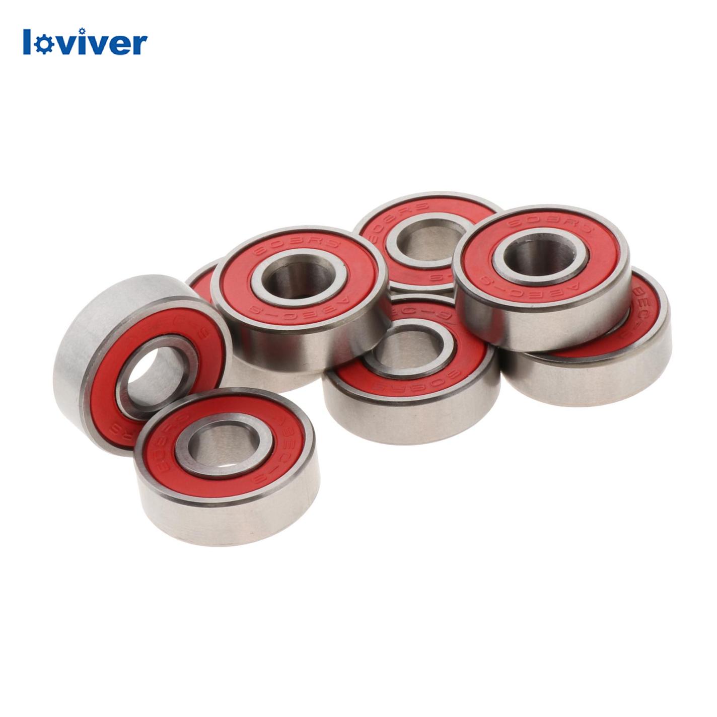 Loviver 8 Pieces ABEC-9 Skateboard Bearing Skates Roller Sealed Maintain Component