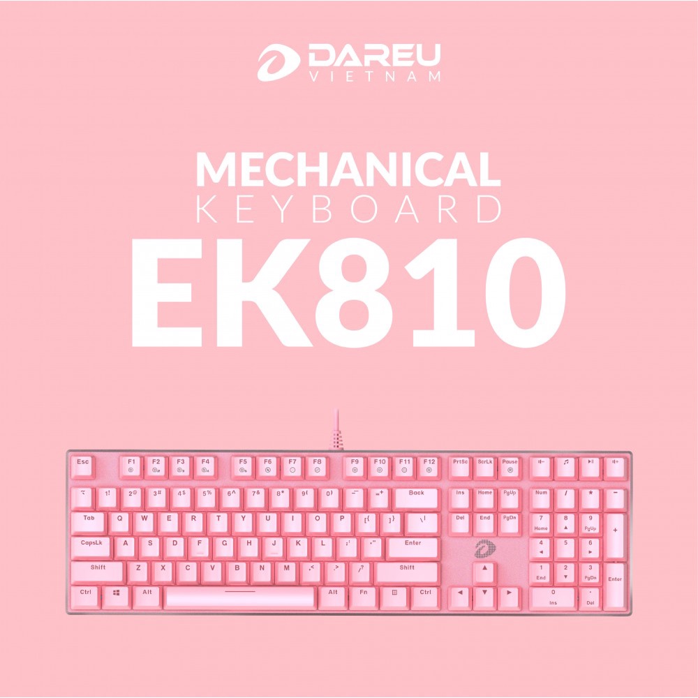 Bàn phím cơ Gaming DAREU EK810 - Queen (PINK-LED, Blue/ Brown/ Red D switch)