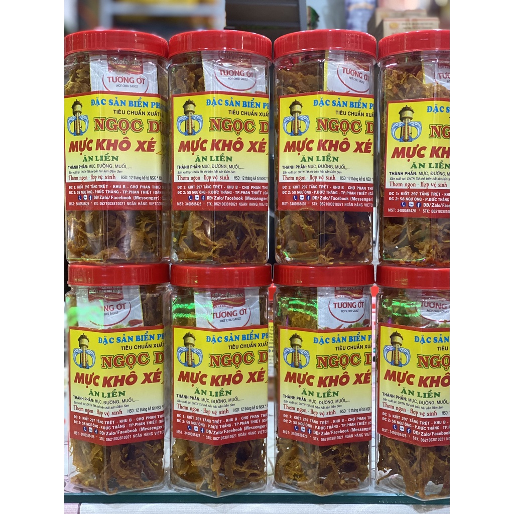 Mực Khô Xé Sợi ( ăn liền ) là món ăn ngon của Shop Đặc Sản Biển Phan Thiết NGỌC DŨNG; Hộp 200 gram. HSD 12 tháng