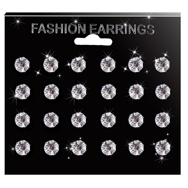 ### Set 6 / 12 Đôi Bông Tai Đính Đá Nhiều Màu Sắc Thời Trang