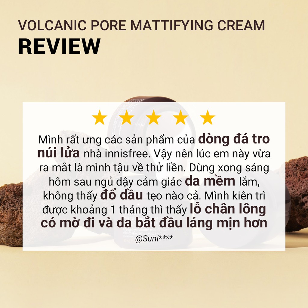 [Mã COSIF05 giảm 10% đơn 400K] Kem dưỡng làm mờ lỗ chân lông đá tro núi lửa innisfree Volcanic Pore Mattifying Cream50ml