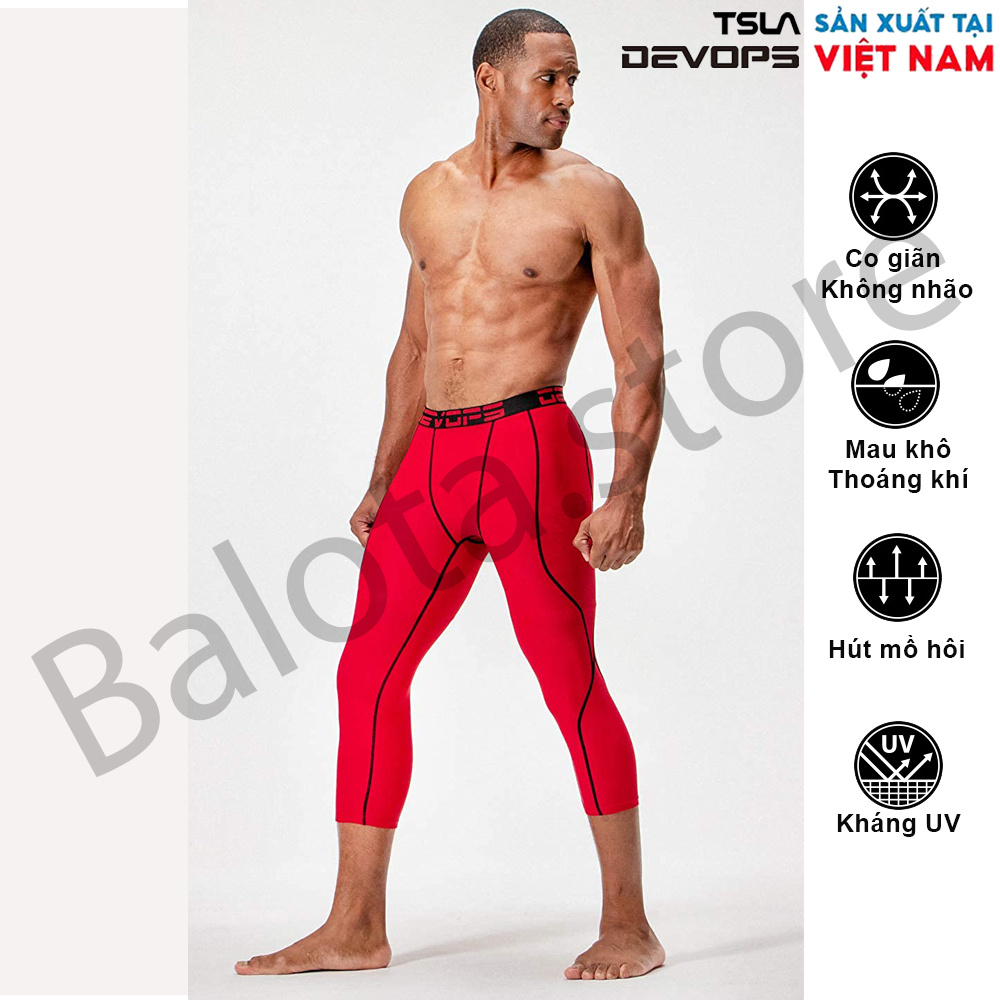 Quần legging nam DEVOPS dạng lửng 3/4 , form ôm phù hợp cho các môn chạy bộ, đạp xe, tập tạ, yoga, bóng rổ và đá bóng… | BigBuy360 - bigbuy360.vn