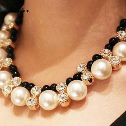 Vòng cổ Choker PhốI Dây Ruy Băng HạT NgọC Trai Giả ThờI Trang Cho Nữ