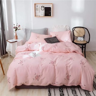 Bộ chăn ga gối vỏ chăn Cotton Poly - Mũi lợn hồng