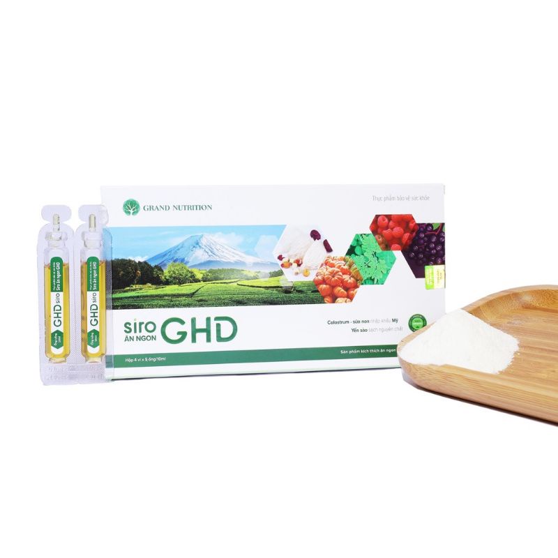 Siro ăn ngon GHD thành phần Colostrum sữa non nhập khẩu Mỹ, yến sào sạch nguyên chất sản phẩm của Grand nutrition