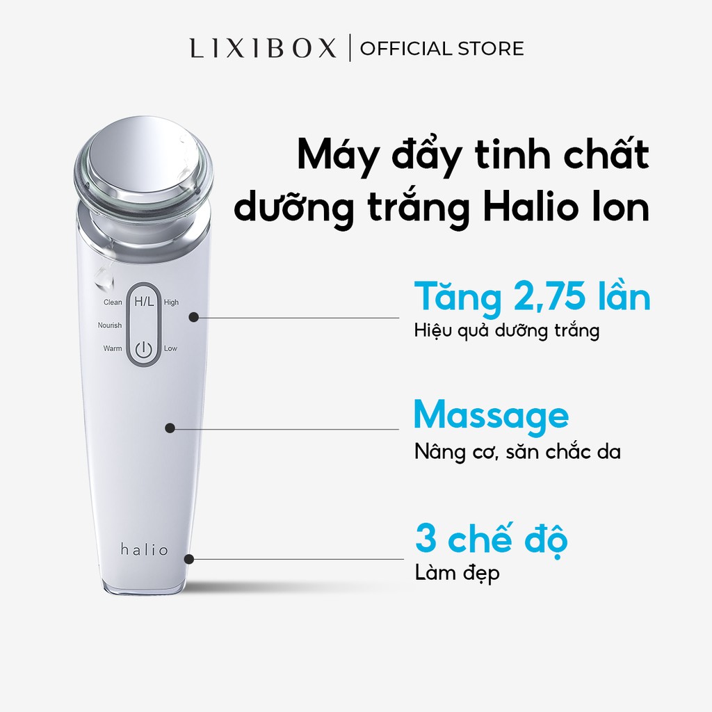 Máy Đẩy Tinh Chất Dưỡng Trắng Halio Ion Cleansing &amp; Moisturizing Beauty Device