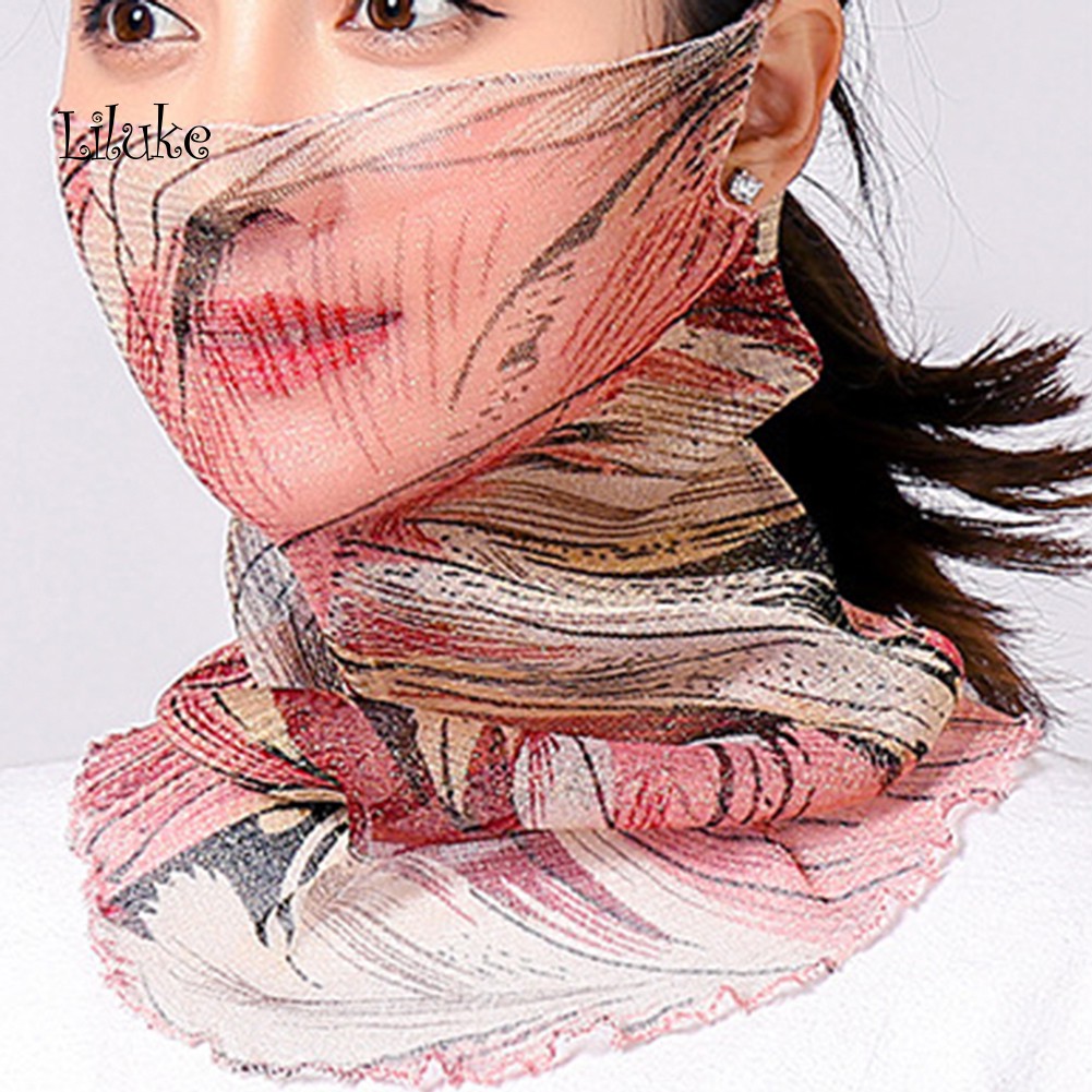 Khăn Choàng Cổ Mềm Mại Chống Tia UV In Họa Tiết Hoa Lá Xinh Xắn