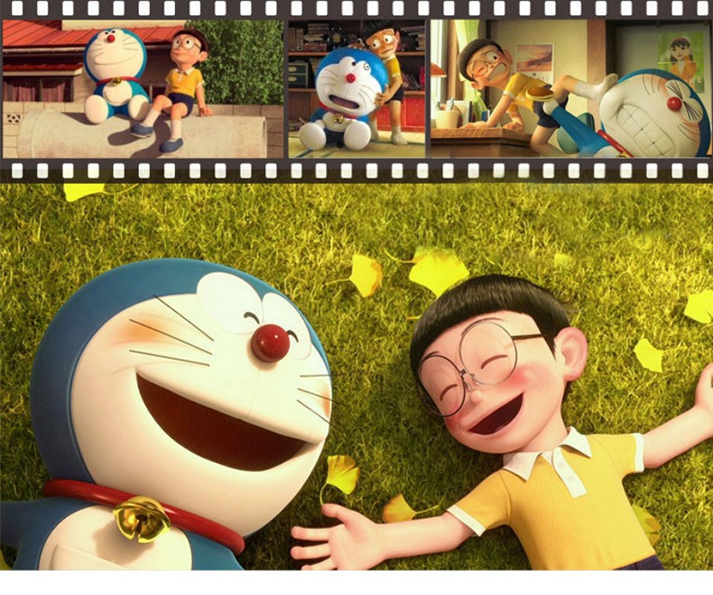 Búp Bê Nhồi Bông Hình Mèo Máy Doraemon Kẻ Sọc Nhiều Màu Sắc Dễ Thương