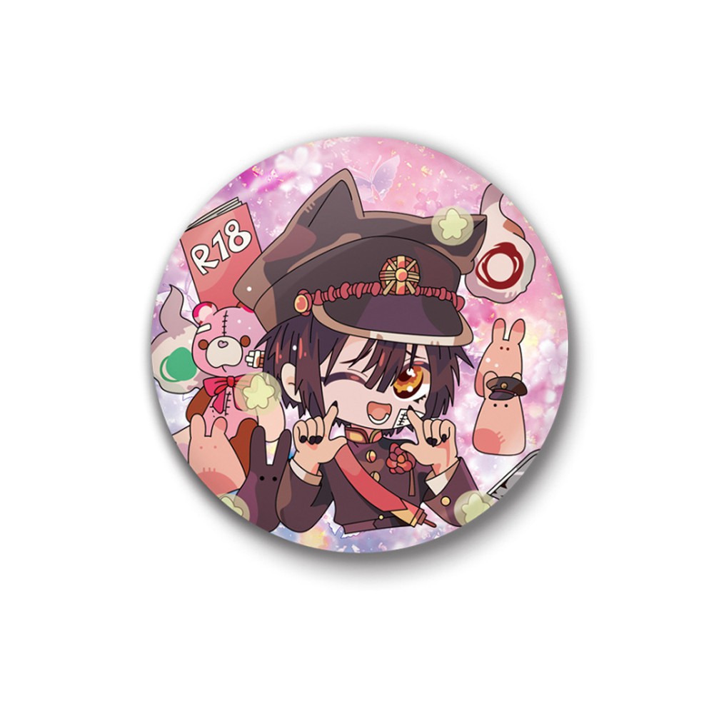 Huy hiệu in hình Jibaku Shounen Hanako-kun Ác Quỷ Trong Nhà Xí phụ kiện cài áo túi anime chibi dễ thương