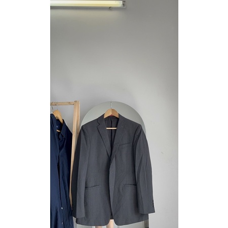 Blazer có đệm vai formal đen sọc thời trang