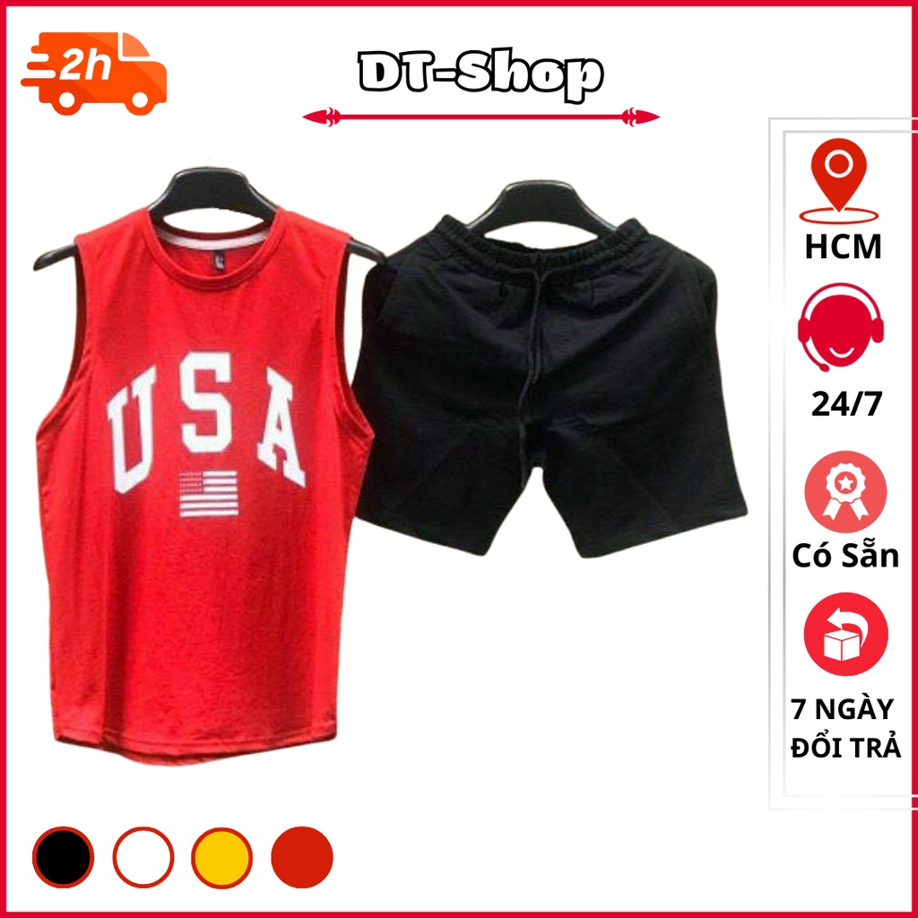 Bộ thể thao nam mặc nhà sát nách USA cao cấp ,chất liệu thun lưới mè siêu mát ,năng động, thời trang 2023