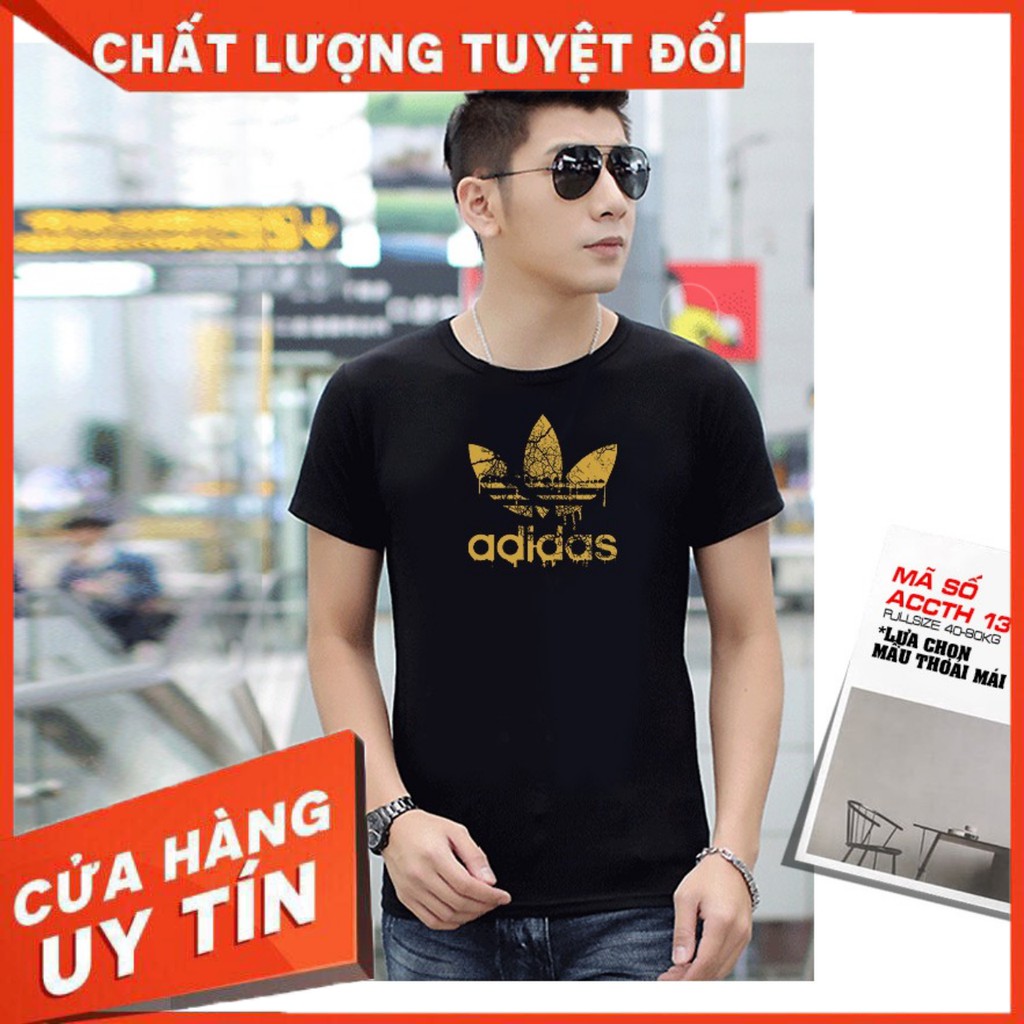 [FreeShip – Hàng cao cấp] Áo phông đen in logo Adidas cho nam và nữ chất liệu cotton mát lạnh cho mùa hè