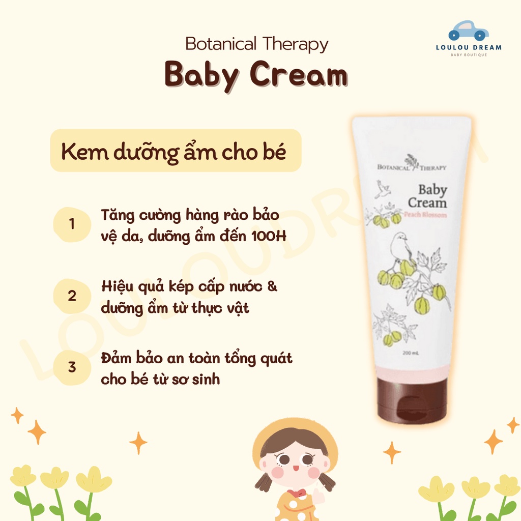 Kem dưỡng ẩm Botanical Therapy Baby Cream Hàn quốc hương hoa anh đào cho bé từ sơ sinh 200ml