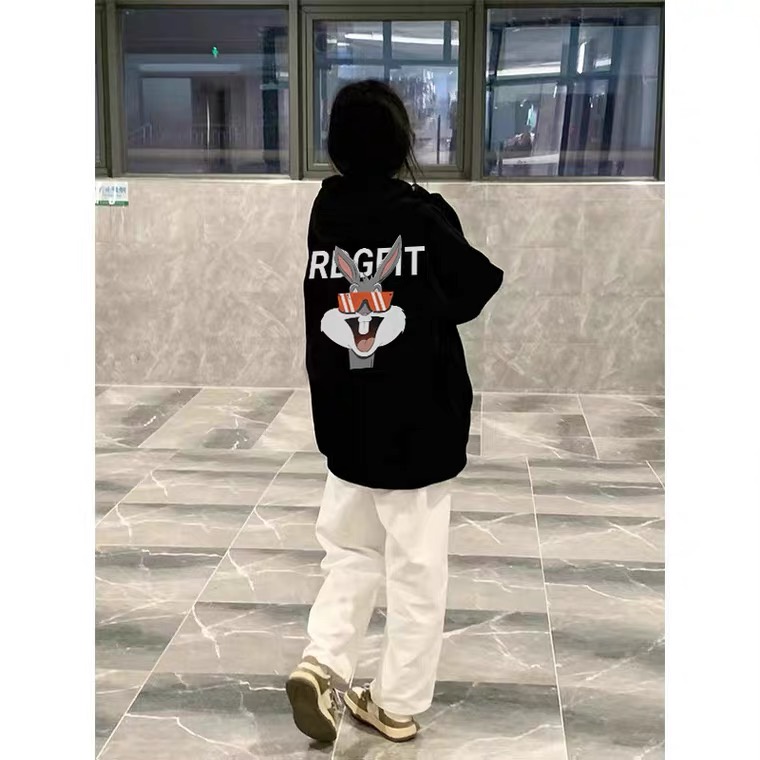 SELVZE Áo hoodie cotton tay dài dáng rộng phong cách Mỹ retro chất lượng cao trẻ trung thời trang
