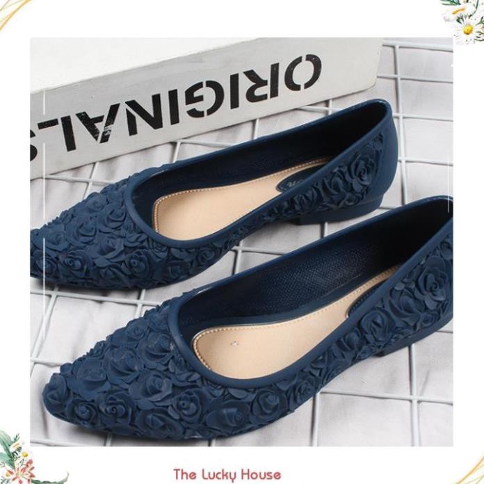 Giầy búp bê Vintage hoa hồng chịu nước siêu đẹp GN25