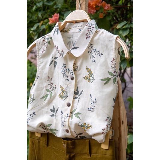 Áo sơ mi sát nách Linen và Cotton nhiều màu ,nhiều hoạ tiết - Nhà Của Moon