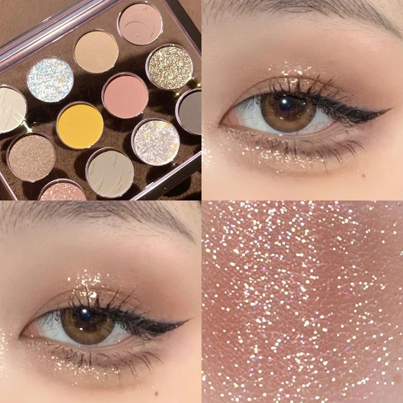 Bảng Phấn Mắt 12 Màu Sắc Hiệu Ứng Lì/ Ánh Ngọc Trai Chống Nước Chống Mồ Hôi Tiện Dụng