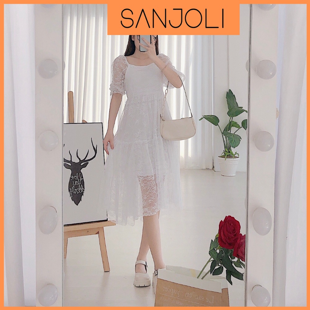 Đầm Trắng Dự Tiệc Cưới SANJOLI Váy Babydoll Đi Tiệc Sang Trọng thiết kế xòe cao cấp công chúa xinh VD015 | BigBuy360 - bigbuy360.vn