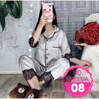 ĐỒ BỘ PHI LỤA TAY LỠ REN QUẦN DÀI MẶC MÁT LỤA 08