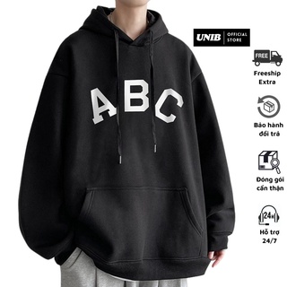 Áo hoodie đôi nam nữ chất nỉ ngoại unisex có mũ dày form rộng cute giá rẻ in chữ trước - UniB