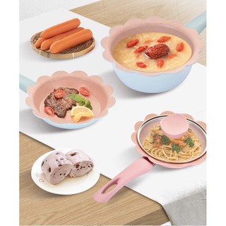 Bộ nồi chảo nấu ăn dặm SAKURA PAN cho bé đường kính 16cm cao cấp