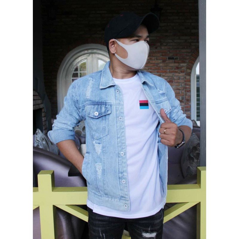 Áo khoác jean nam nữ unisex form chuẩn Hàn Quốc ngôi sao vai với Hien thêu sau size M-L-XL PT25