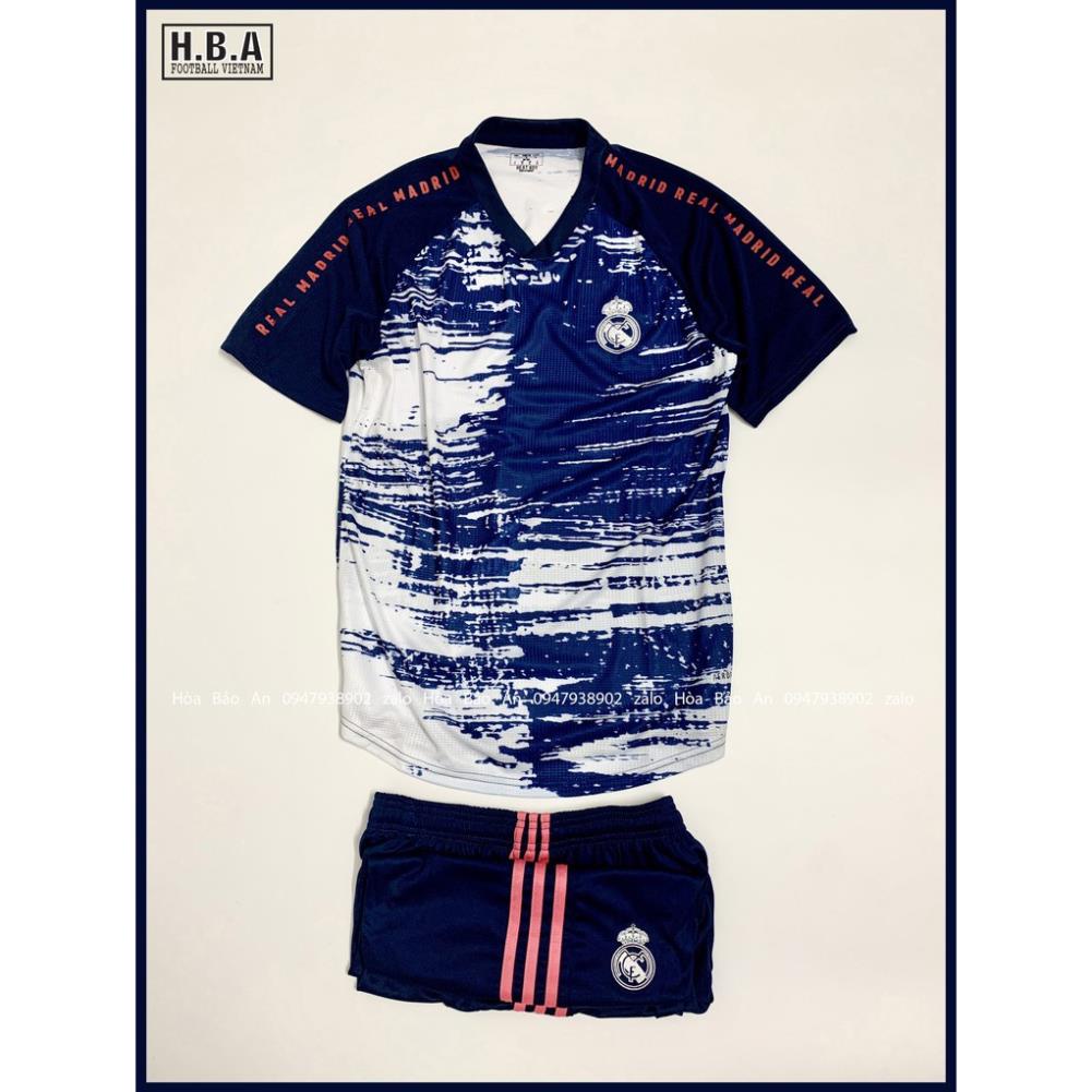 Bộ quần áo bóng đá Training CLB Real Madrid Vải Gai Thái Cao Cấp Phom 43-90kg 🥇 -