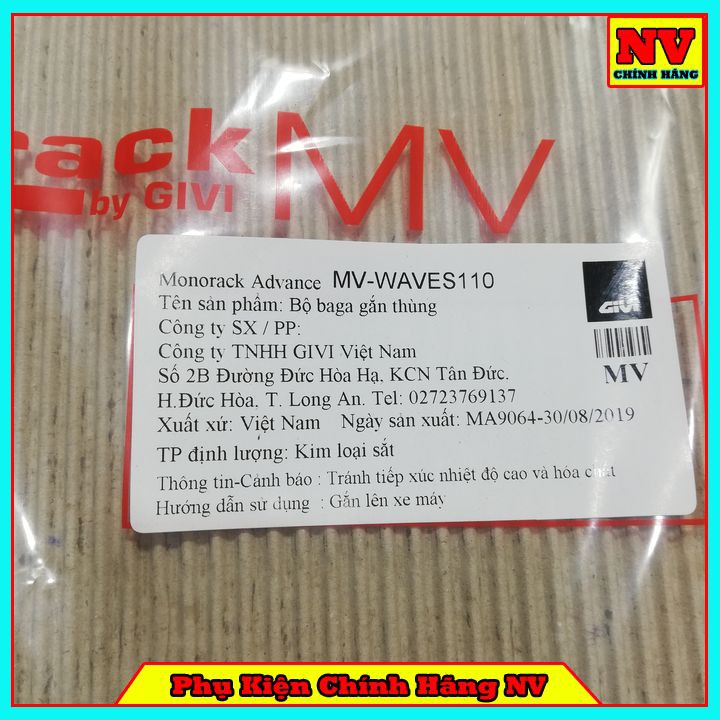 Baga sau Givi WAVE S110 chính hãng chịu lực cao gắn được thùng sau Givi