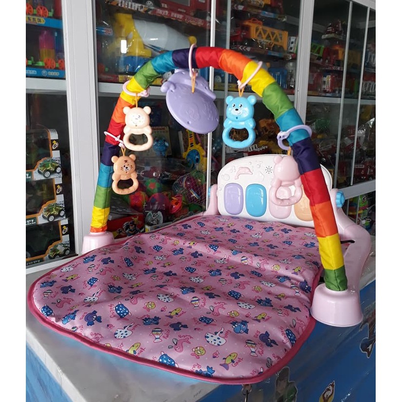 [Shopee giá rẻ] Giường nằm kệ chữ A (Cao cấp) có đồ chơi + bàn nhạc (Tặng đệm lót)