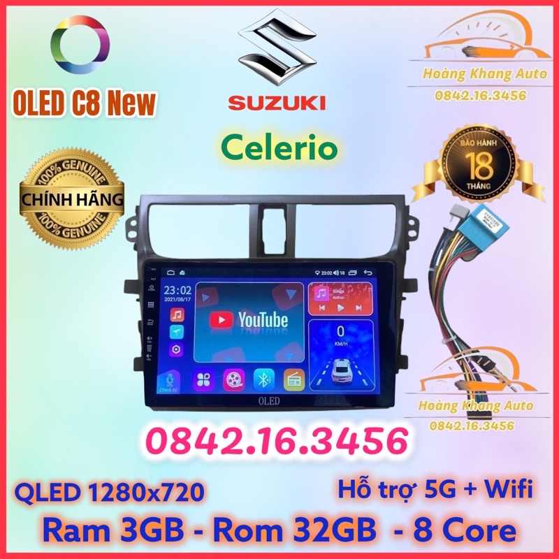 Màn hình android OLED C8 New theo xe Celerio kèm dưỡng và jack nguồn zin theo xe