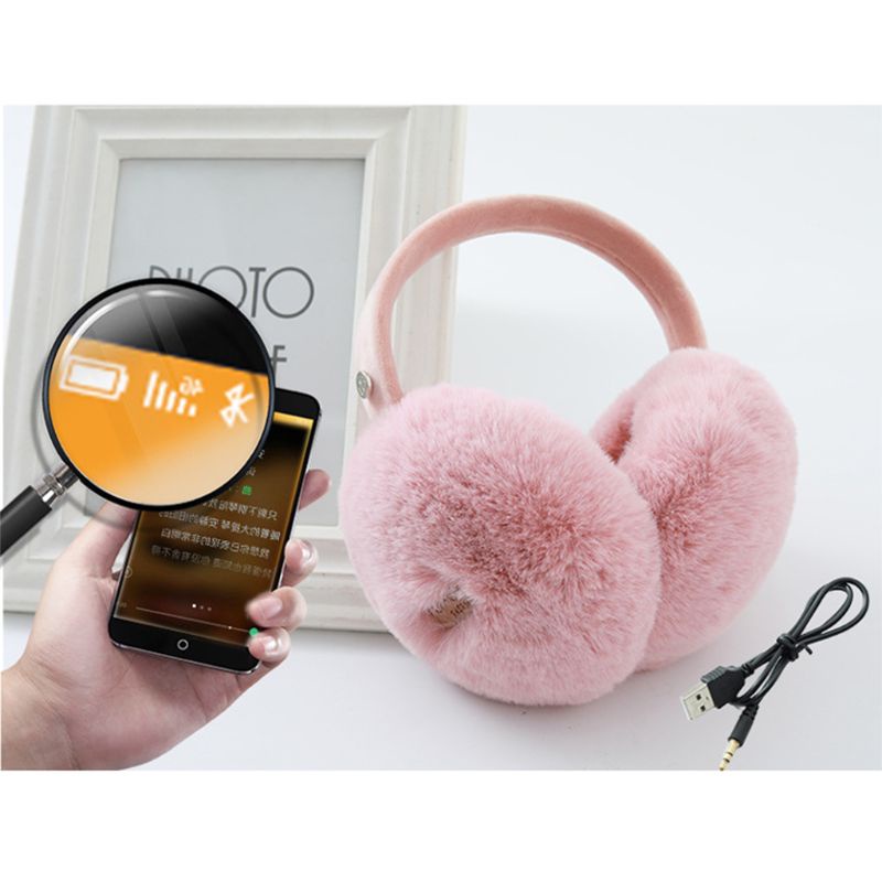 Han Tai Nghe Chụp Tai Bluetooth Không Dây Màu Trơn Giữ Ấm Mùa Đông Có Thể Gập Lại Bằng Vải Lông Cho Nam Và Nữ