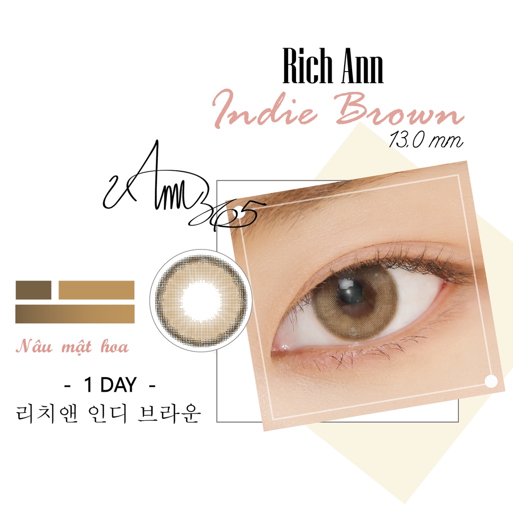  Lens Cận Loạn ANN365 Nội Địa Hàn - Lens 1 Ngày Màu Nâu Mật Hoa Indie Brown