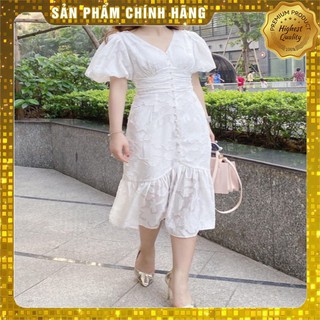 Váy tay bồng dự tiệc ren đuôi cá