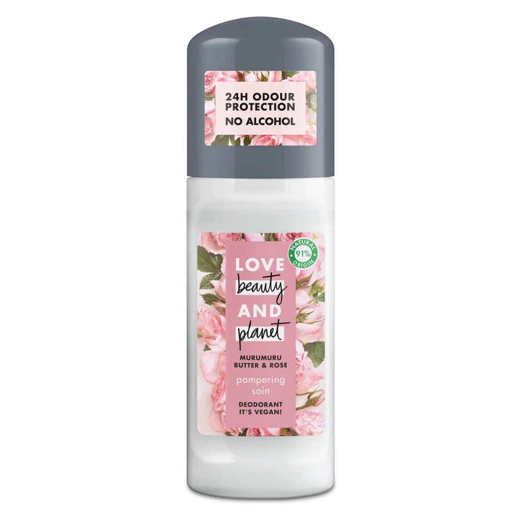 Lăn Khử Mùi Love Beauty and Planet Vegan Deodorant Roller Coconut Water And Mimosa Flower Butter &amp; Rose 50ml