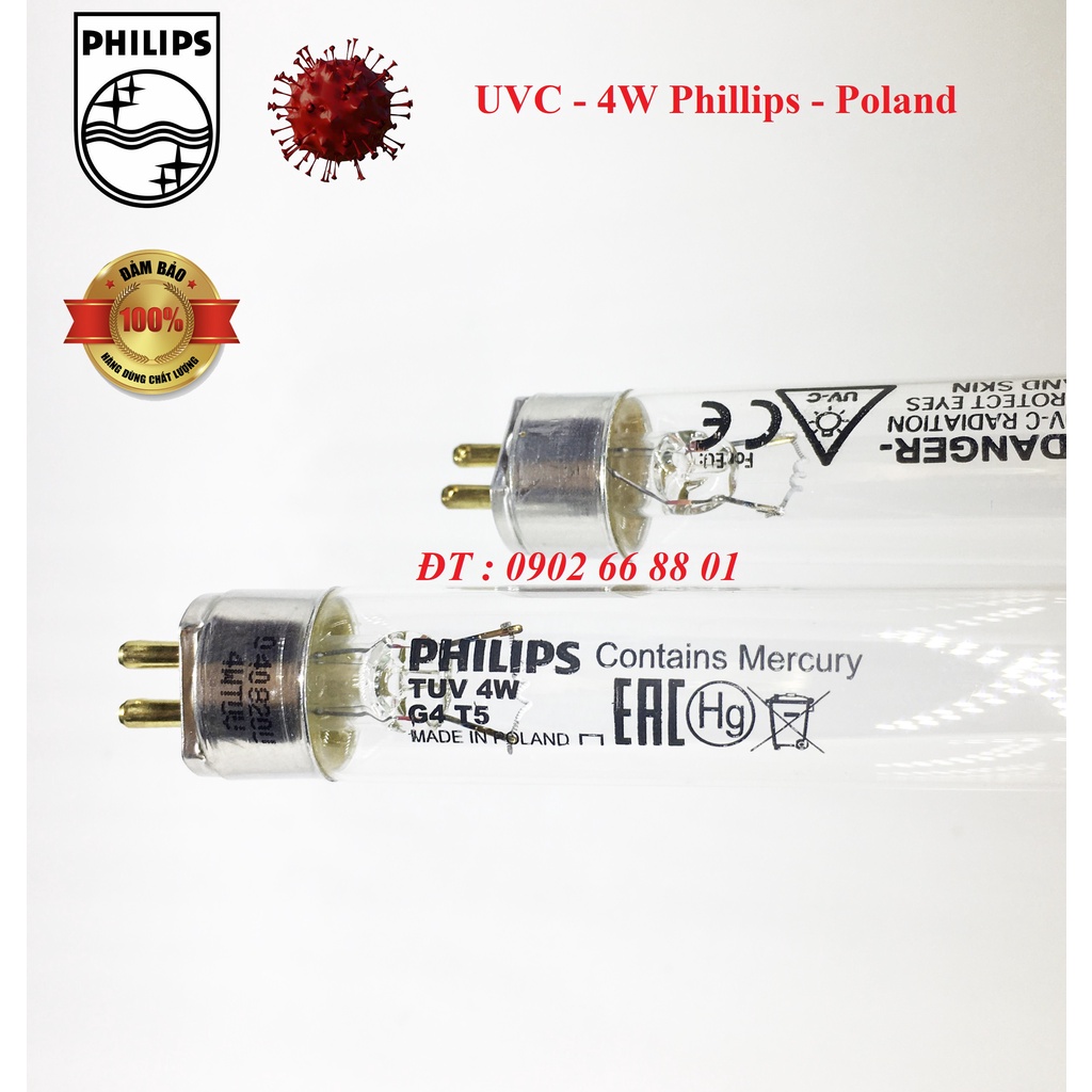 COMBO 2 Bóng đèn UV diệt khuẩn Philips sử dụng cho máy tiệt trùng Fatz baby, Haenim