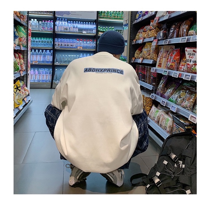 Áo sweater nam nữ unisex nỉ bông in chữ ABDH form rộng hoodie không cổ basic phong cách Hàn Quốc YiiL SW02