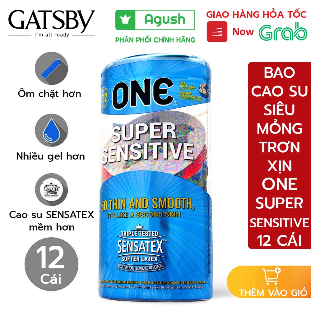 Bao cao su siêu mỏng gia đình chính hãng ONE CONDOM SUPER SENSITIVE nhiều nước gel bôi trơn thơm che tên sản phẩm giá rẻ