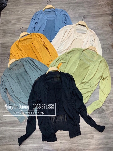 Áo khoác len caligan kèm áo hai dây len Quảng Châu