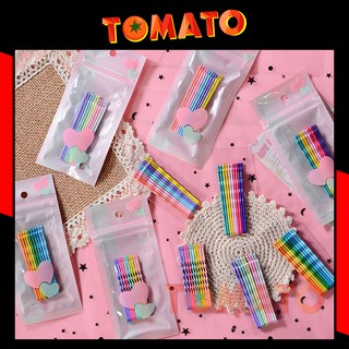 Set 10 cây kẹp tóc hàn quốc xước màu, kẹp tăm cầu vồng nhiều màu sắc